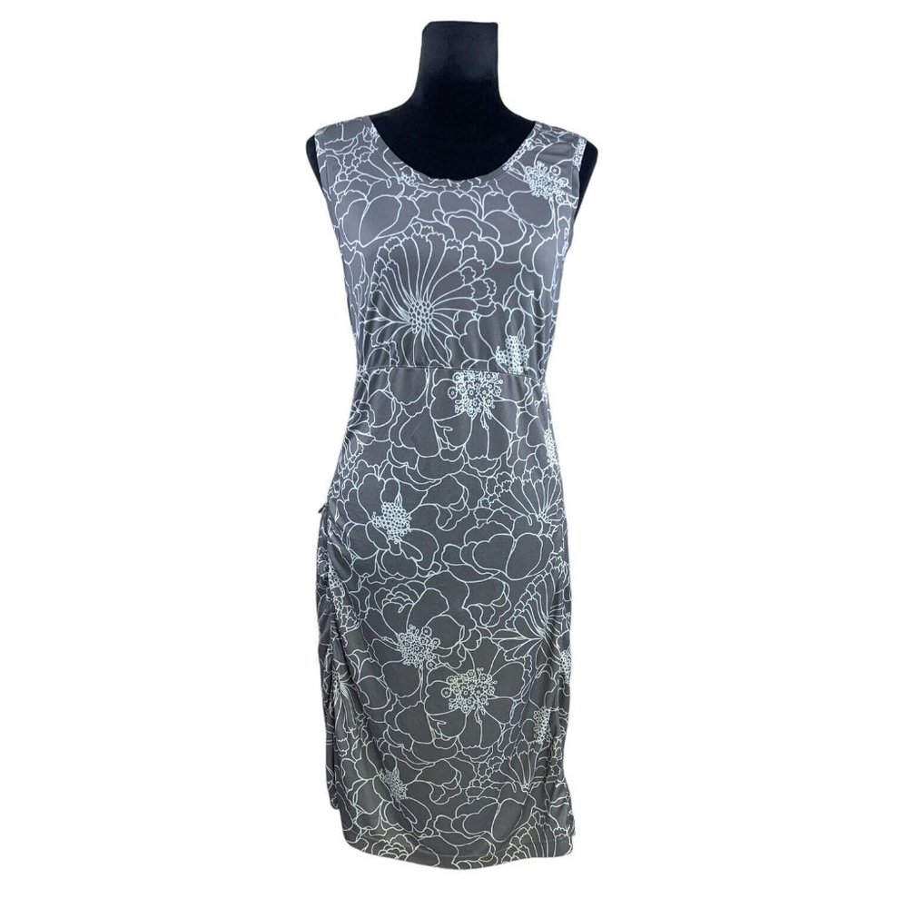 L.L. Bean Mandala Dress Floral Knee Length Outdoor Dress Zip Pocket Size XS Gray